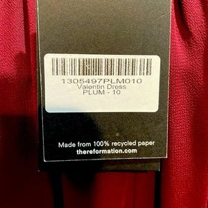 Reformation Valentin Dress, Plum size 10
